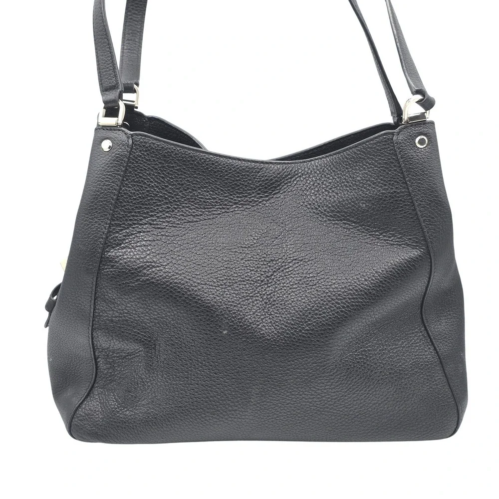 Kate Spade Shoulder Bag Womens Medium Black Leather Triple Compartment Hobo Chic